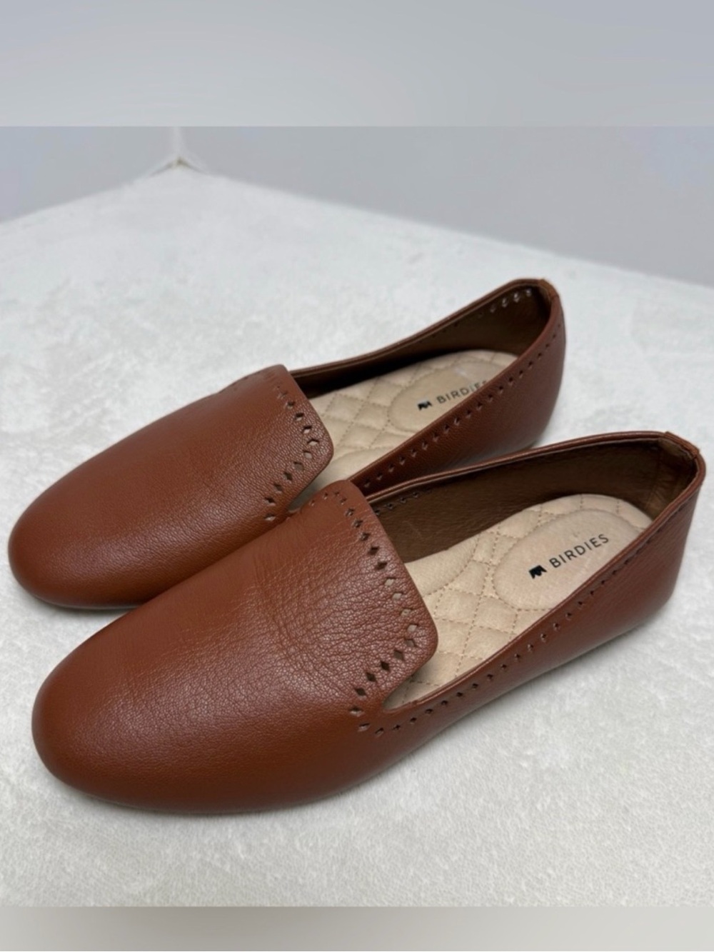 Birdies Quilted Insole Slip-On Flats - Tan & Cream size 6